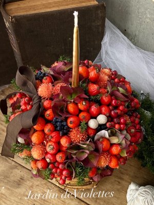 画像2: <2025'noël'>限定◇ ナチュラルDryアレンジ  ノエル ベリー ゴブレットI