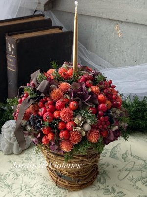 画像1: <2025'noël'>限定◇ ナチュラルDryアレンジ  ノエル ベリー ゴブレットII