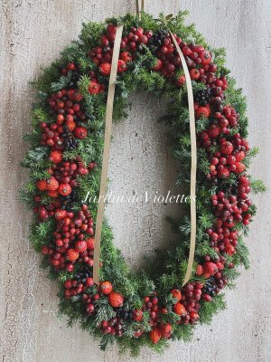 画像1: ＜2025'noël'＞限定◇ナチュラルオーバルリース　ベリーベリーノエル