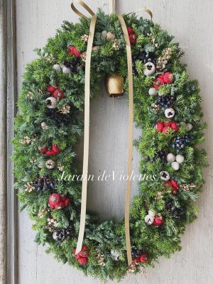 画像1: ＜2025'noël'＞限定◇ナチュラルオーバルリース  ジョワイユ ノエル